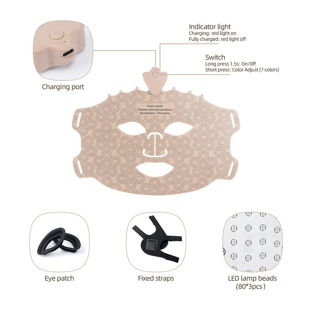 7 Colors Silicone Face LED Mask