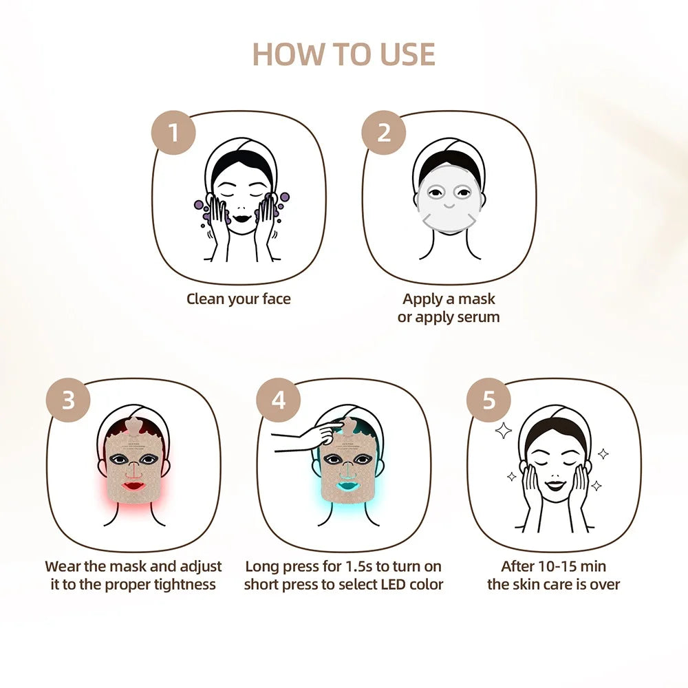 7 Colors Silicone Face LED Mask